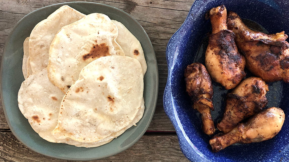 BBQ Chicken and Flour Tortillas